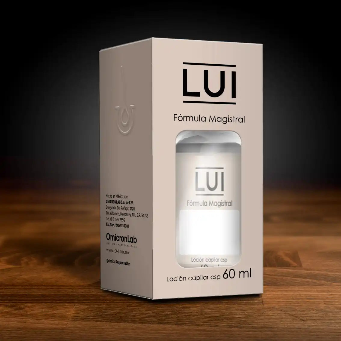 Loción para el cabello de hombres.