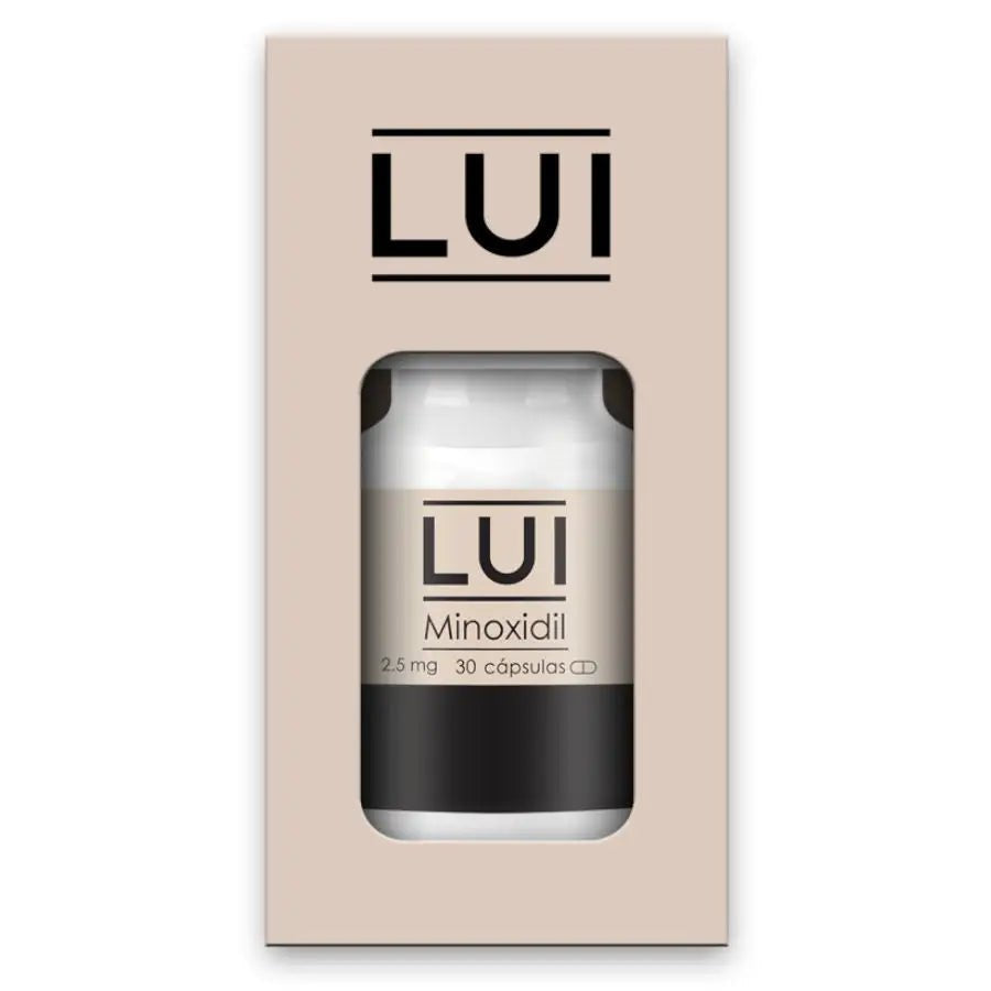 Caja de LUI Minoxidil 2.5 mg, vista frontal